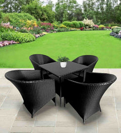 Unique Outdoor Patio Seating Set 4 Chairs and 1 Table Set (Black)