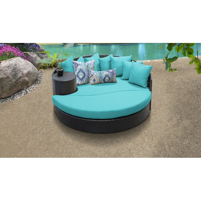 Dona Outdoor Poolside Sunbed With Cushion Daybed (Black)