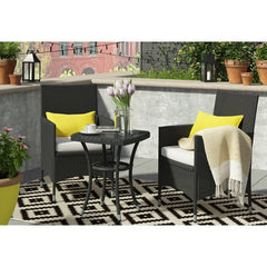 Bea Outdoor Patio Seating Set 2 Chairs and 1 Table Set (Black)