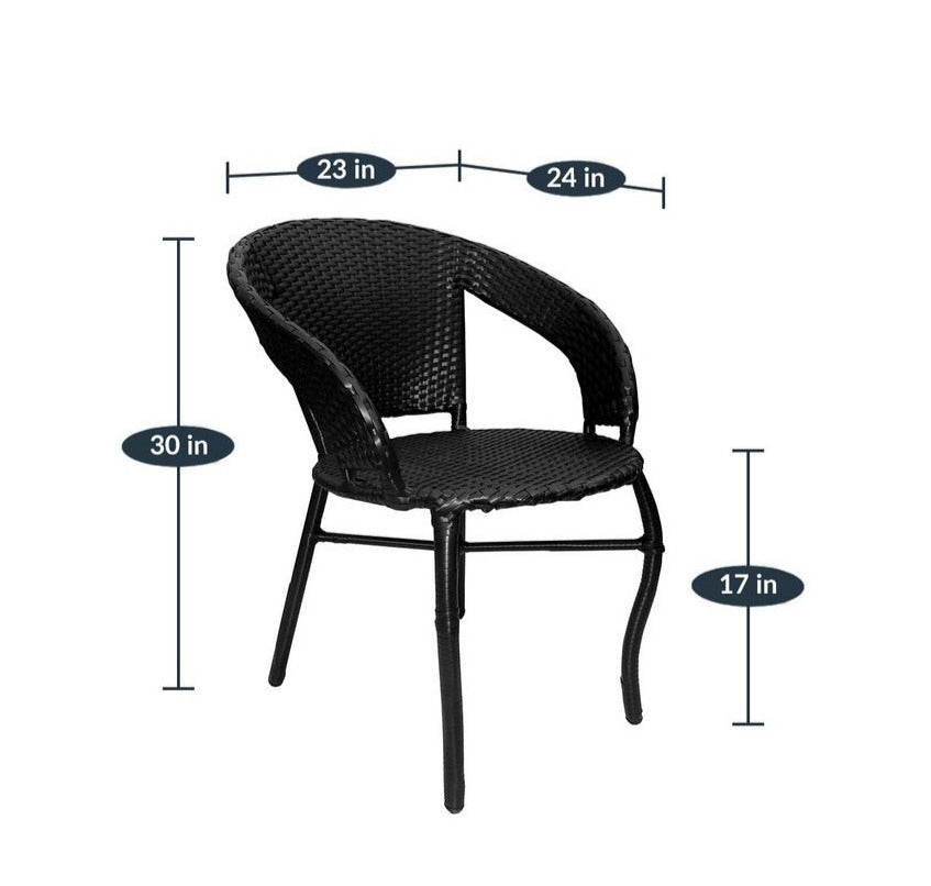Labon Outdoor Patio Seating Set 4 Chairs and 1 Table Set (Black)