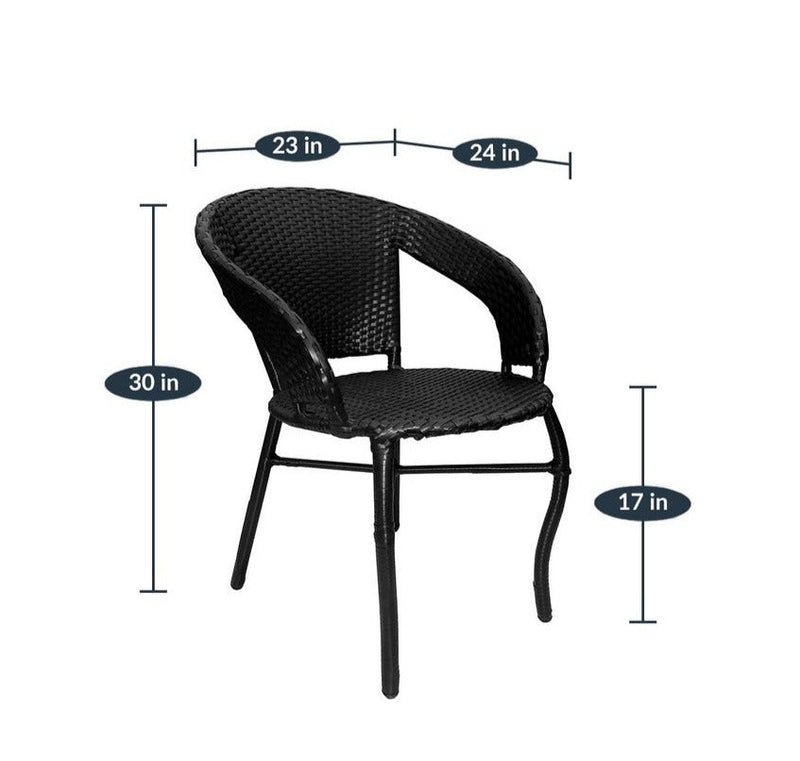 Labon Outdoor Patio Seating Set 4 Chairs and 1 Table Set (Black)