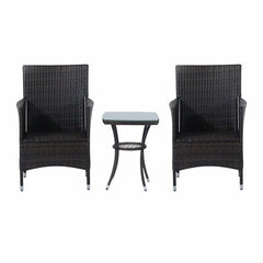 Bea Outdoor Patio Seating Set 2 Chairs and 1 Table Set (Black)