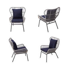 Dino Outdoor Patio Seating Set 2 Chairs and 1 Table Set (Silver)