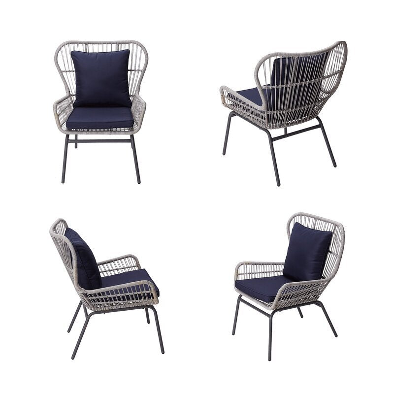 Dino Outdoor Patio Seating Set 2 Chairs and 1 Table Set (Silver)