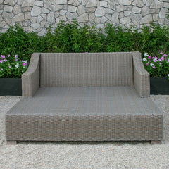 Leonardo Outdoor Poolside Sunbed With Cushion Daybed (Brown)