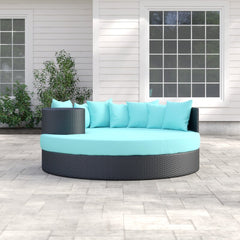 Dona Outdoor Poolside Sunbed With Cushion Daybed (Black)