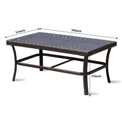 Alfonsiee Outdoor Sofa Set 2 Seater , 2 Single seater and 1 Center Table (Brown + Cream)