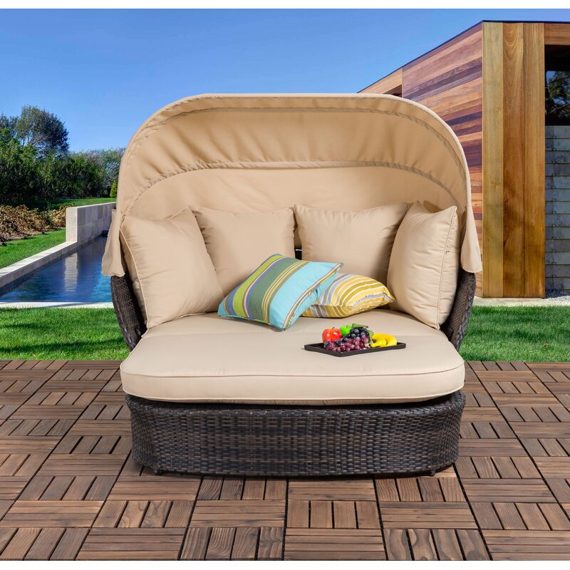 Dani Outdoor Poolside Sunbed With Cushion Daybed (Brown)