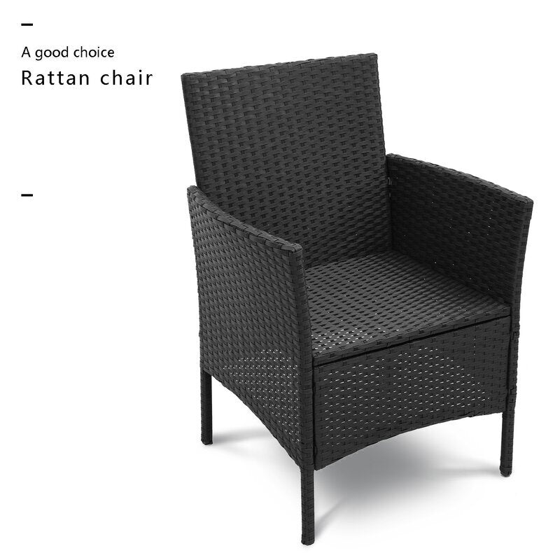 Connie Outdoor Patio Seating Set 2 Chairs and 1 Table Set (Black)