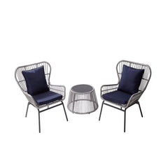 Dino Outdoor Patio Seating Set 2 Chairs and 1 Table Set (Silver)