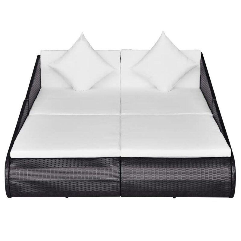 Manna Outdoor Poolside Sunbed With Cushion Daybed (Black/Brown)