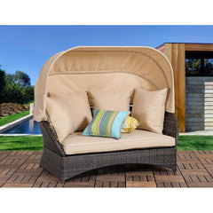 Dani Outdoor Poolside Sunbed With Cushion Daybed (Brown)