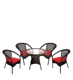 Grace Outdoor Patio Seating Set 4 Chairs and 1 Table Set (Brown)