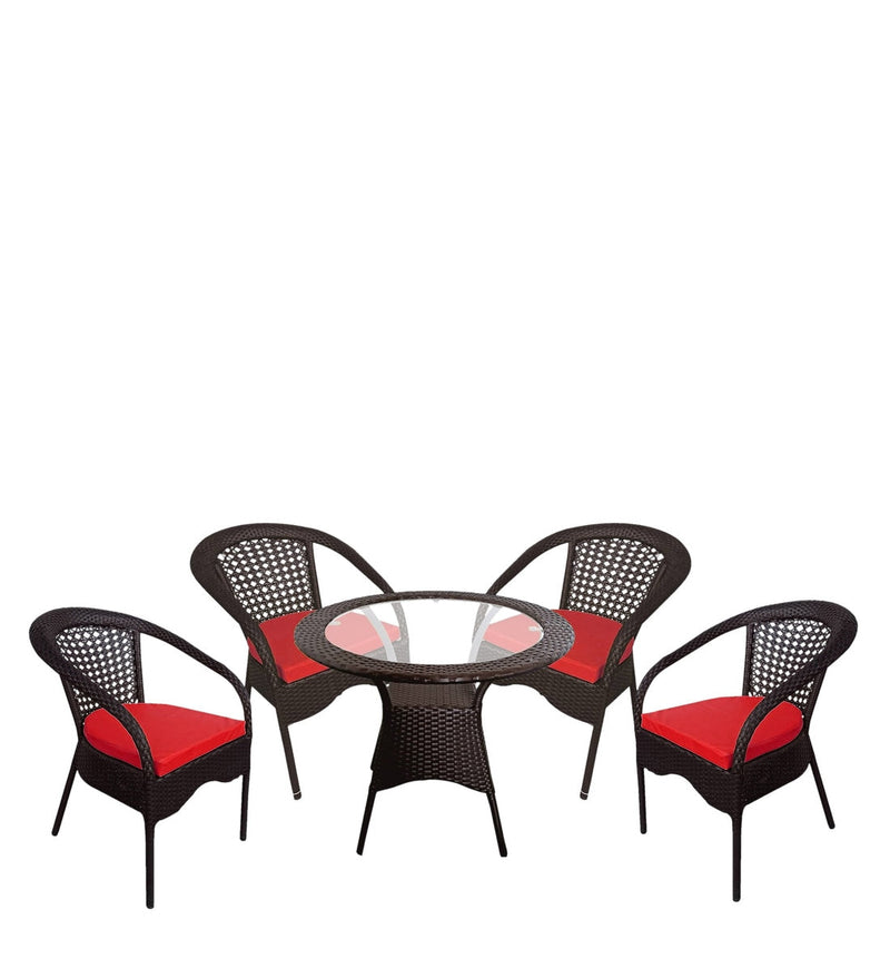 Grace Outdoor Patio Seating Set 4 Chairs and 1 Table Set (Brown)