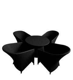 Daksh Outdoor Patio Seating Set 4 Chairs and 1 Table Set (Black)