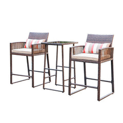 Florentino Outdoor Patio Bar Sets 2 Chairs and 1 Table (Brown)