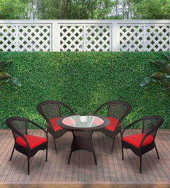 Grace Outdoor Patio Seating Set 4 Chairs and 1 Table Set (Brown)