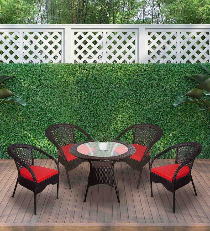Grace Outdoor Patio Seating Set 4 Chairs and 1 Table Set (Brown)