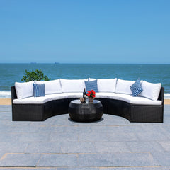 Melchiorre Outdoor Sofa Set 6 Seater and 1 Center Table (Black+white)