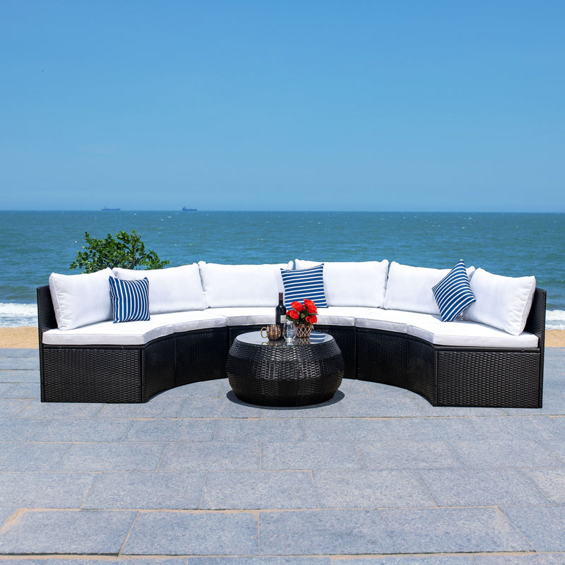Melchiorre Outdoor Sofa Set 6 Seater and 1 Center Table (Black+white)