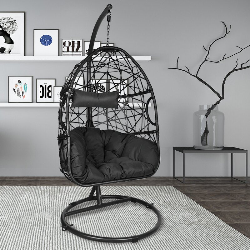 Nicomedo Single Seater Hanging Swing With Stand For Balcony , Garden Swing (Black)