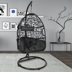 Nicomedo Single Seater Hanging Swing With Stand For Balcony , Garden Swing (Black)