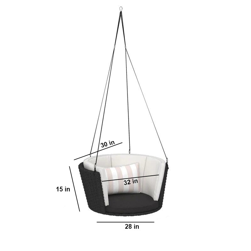 Leone Single Seater Hanging Swing Without Stand For Balcony , Garden Swing (Black)