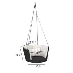 Leone Single Seater Hanging Swing Without Stand For Balcony , Garden Swing (Black)