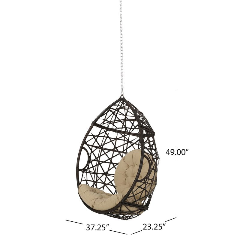 Bruno Single Seater Hanging Swing Without Stand For Balcony , Garden Swing (Dark Brown)