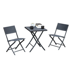 Ahou Outdoor Patio Seating Set 2 Chairs and 1 Table Set (Black)