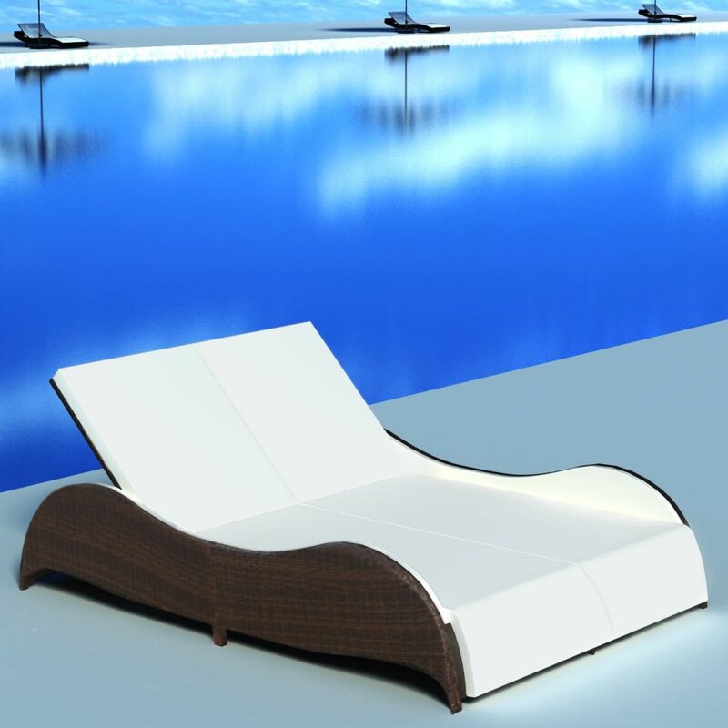 Capone Outdoor Poolside Sunbed With Cushion Daybed (Black/Brown)