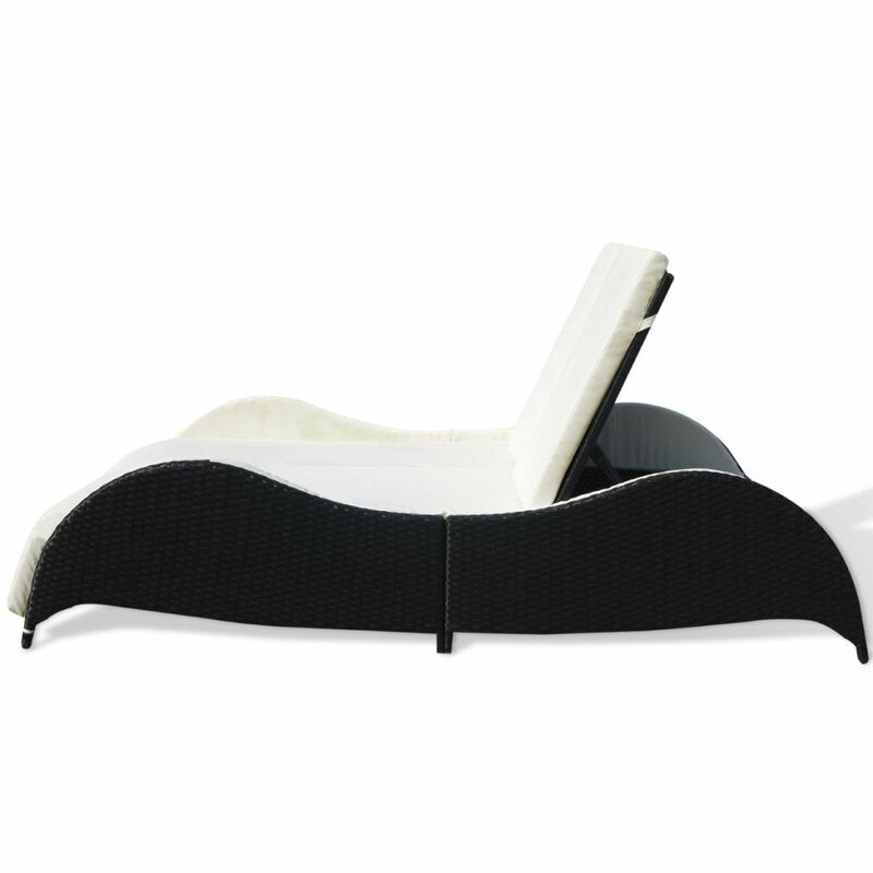 Capone Outdoor Poolside Sunbed With Cushion Daybed (Black/Brown)
