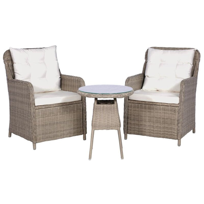 Maddy Outdoor Patio Seating Set 2 Chairs and 1 Table Set (Arabica)