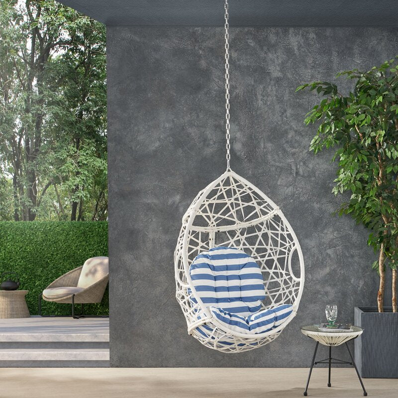 Samuele Single Seater Hanging Swing Without Stand For Balcony , Garden Swing (White)