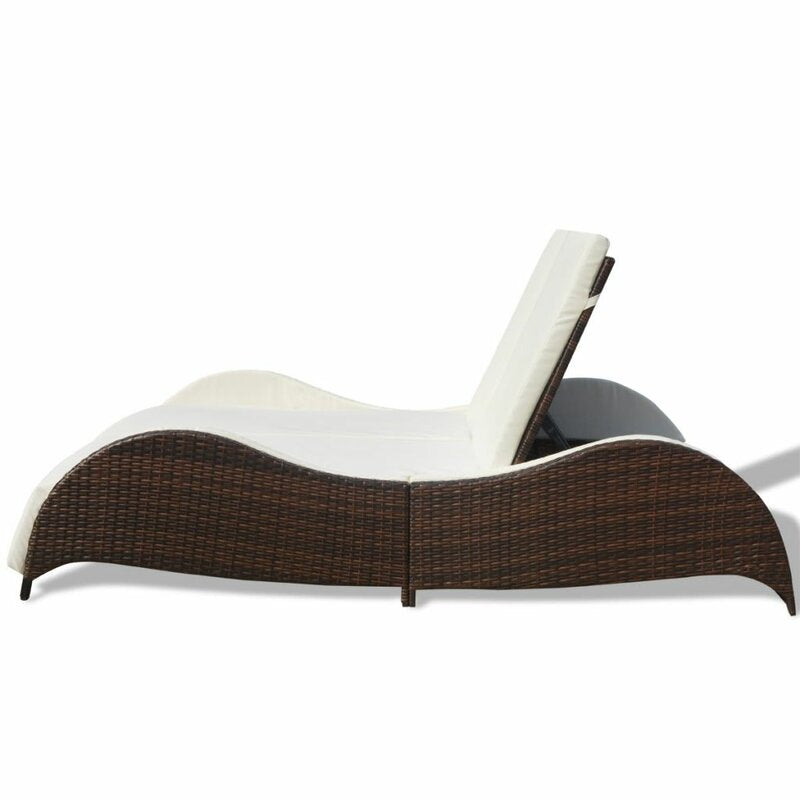 Capone Outdoor Poolside Sunbed With Cushion Daybed (Black/Brown)