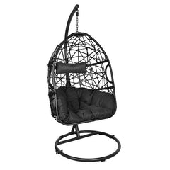 Nicomedo Single Seater Hanging Swing With Stand For Balcony , Garden Swing (Black)
