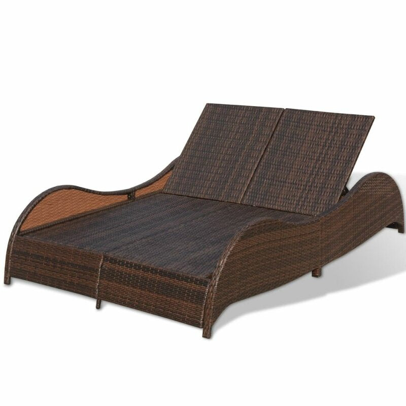 Capone Outdoor Poolside Sunbed With Cushion Daybed (Black/Brown)