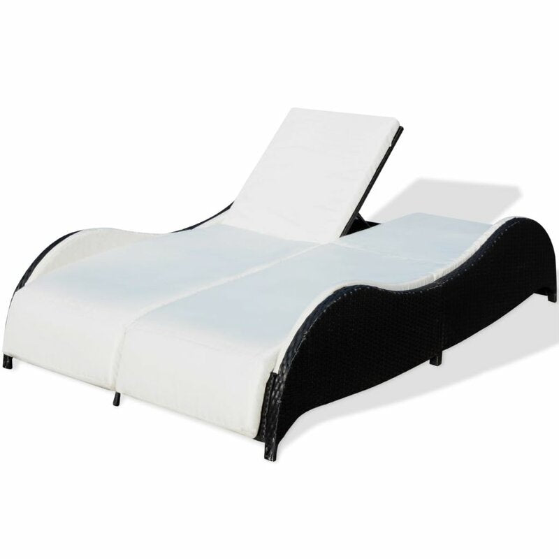 Capone Outdoor Poolside Sunbed With Cushion Daybed (Black/Brown)