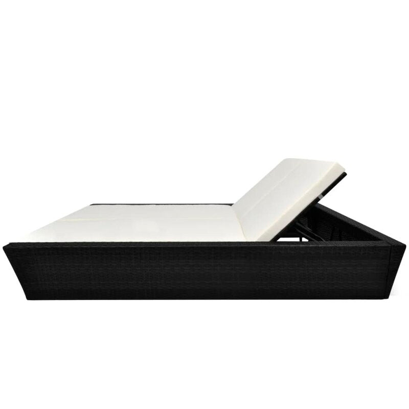 Adalberto Outdoor Poolside Sunbed With Cushion Daybed (Black/Brown)