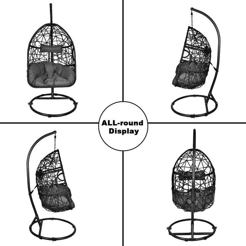 Nicomedo Single Seater Hanging Swing With Stand For Balcony , Garden Swing (Black)