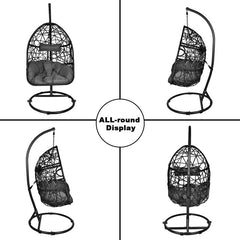 Nicomedo Single Seater Hanging Swing With Stand For Balcony , Garden Swing (Black)