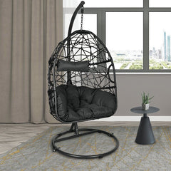 Nicomedo Single Seater Hanging Swing With Stand For Balcony , Garden Swing (Black)