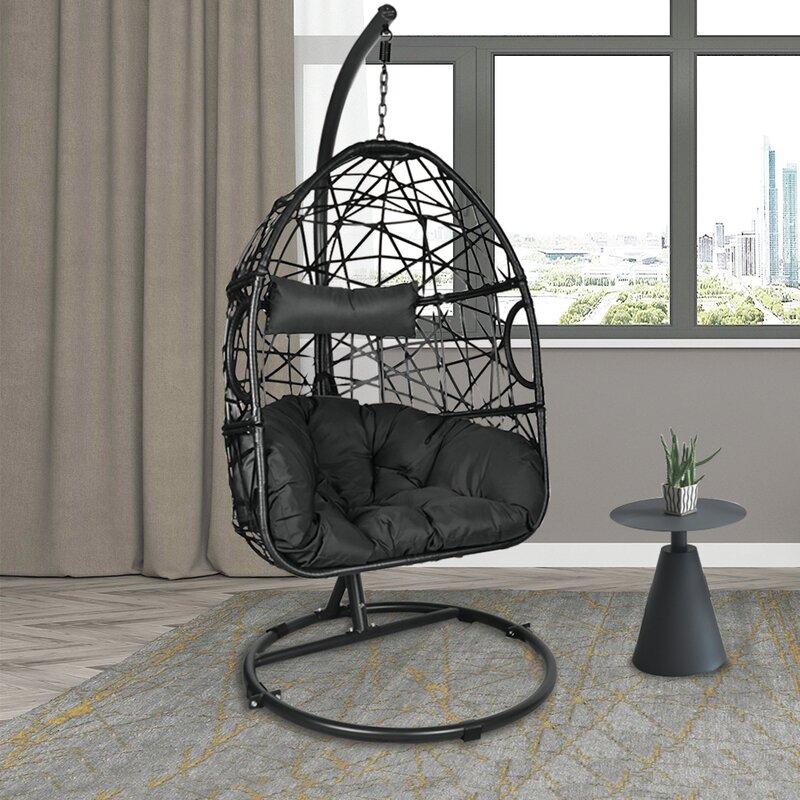 Nicomedo Single Seater Hanging Swing With Stand For Balcony , Garden Swing (Black)