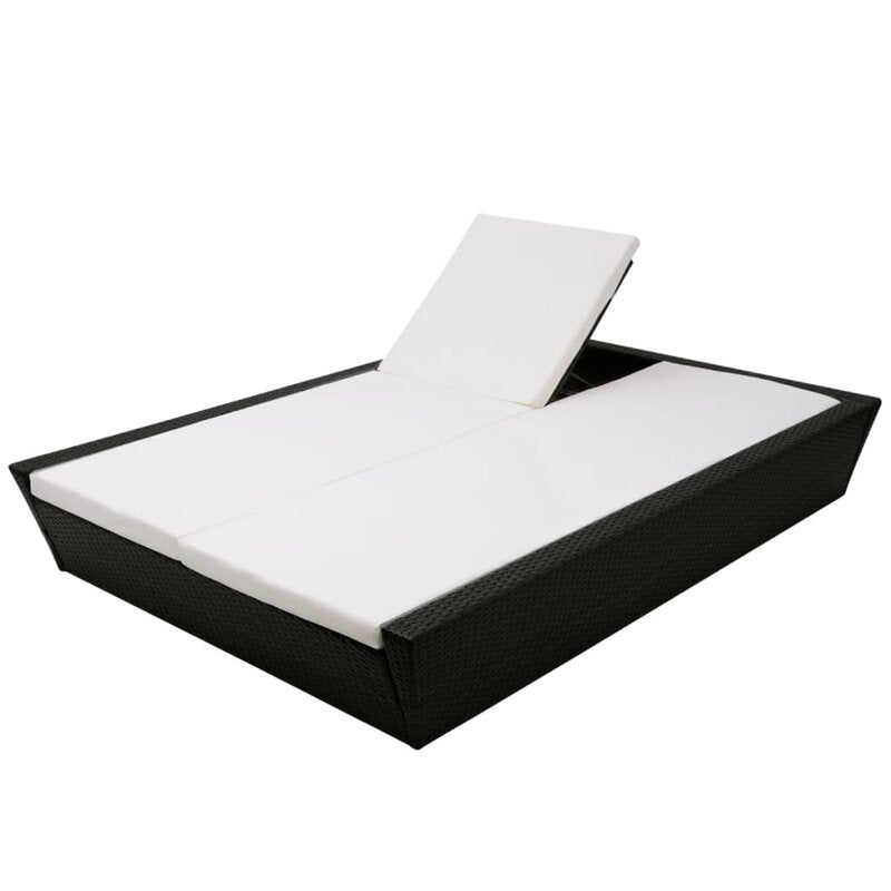 Adalberto Outdoor Poolside Sunbed With Cushion Daybed (Black/Brown)