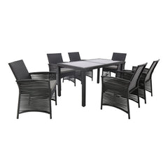 Palermo Outdoor Patio Dining Set 6 Chairs and 1 Table (Black)