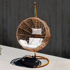 Marino Single Seater Hanging Swing With Stand For Balcony , Garden Swing (Honey)