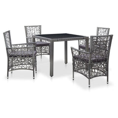 Elda Outdoor Patio Dining Set 4 Chairs and 1 Table (Gray)