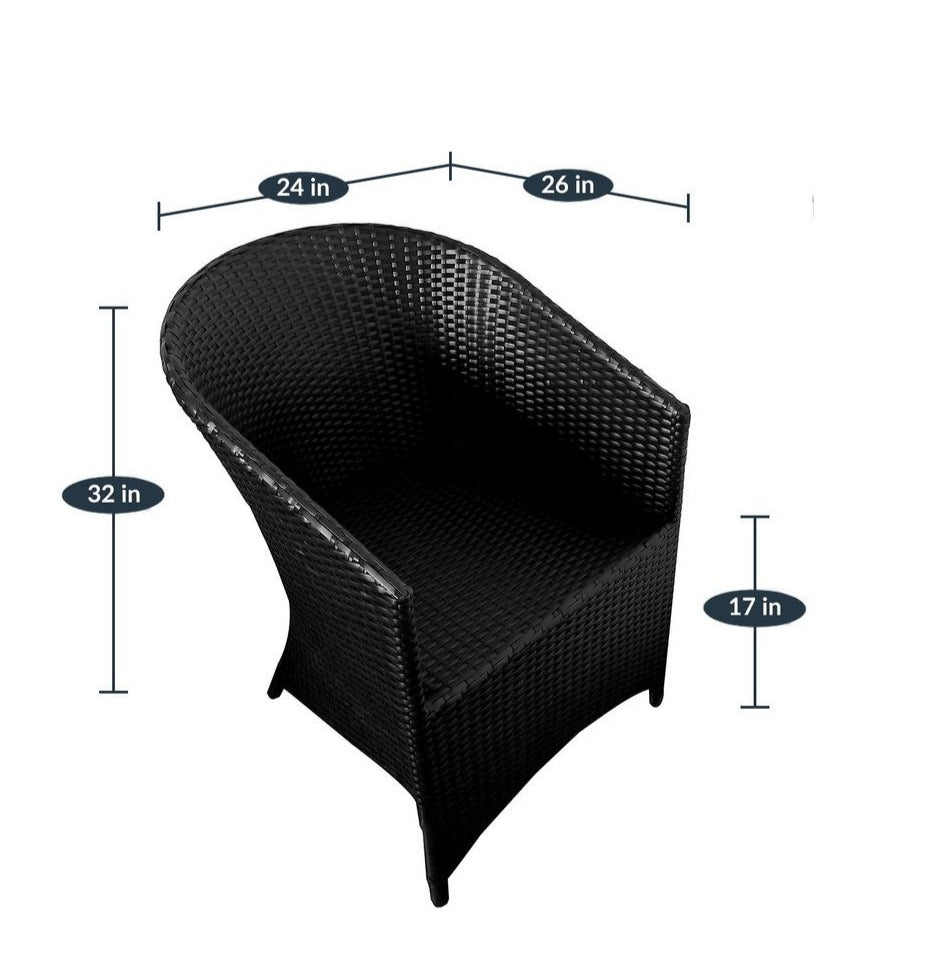 Eka Outdoor Patio Seating Set 2 Chairs and 1 Table Set (Black)