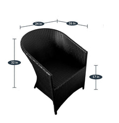 Eka Outdoor Patio Seating Set 2 Chairs and 1 Table Set (Black)