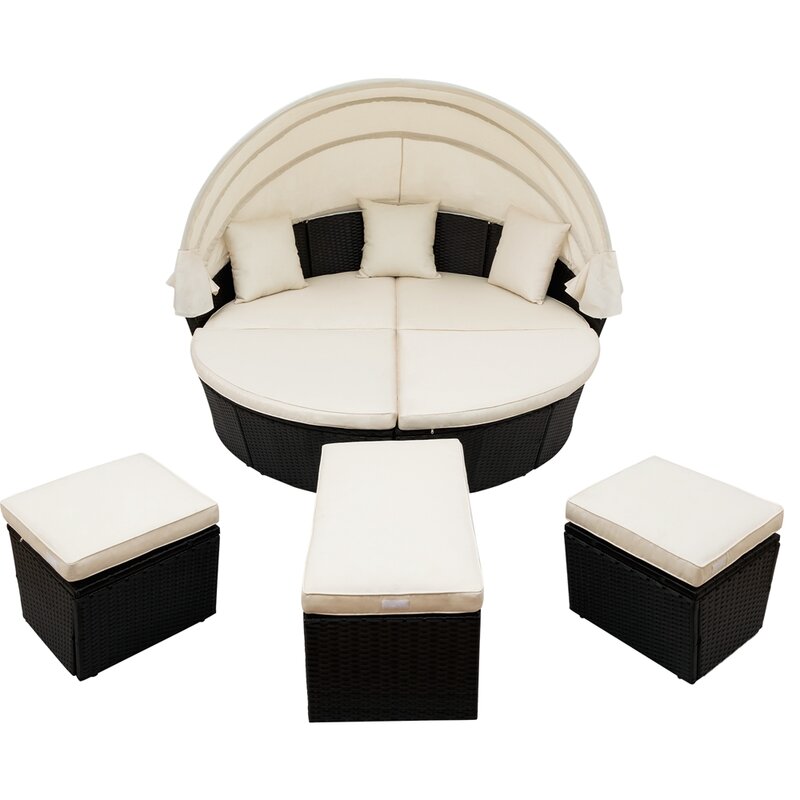 Boni Outdoor Poolside Sunbed With Cushion Daybed (Black)
